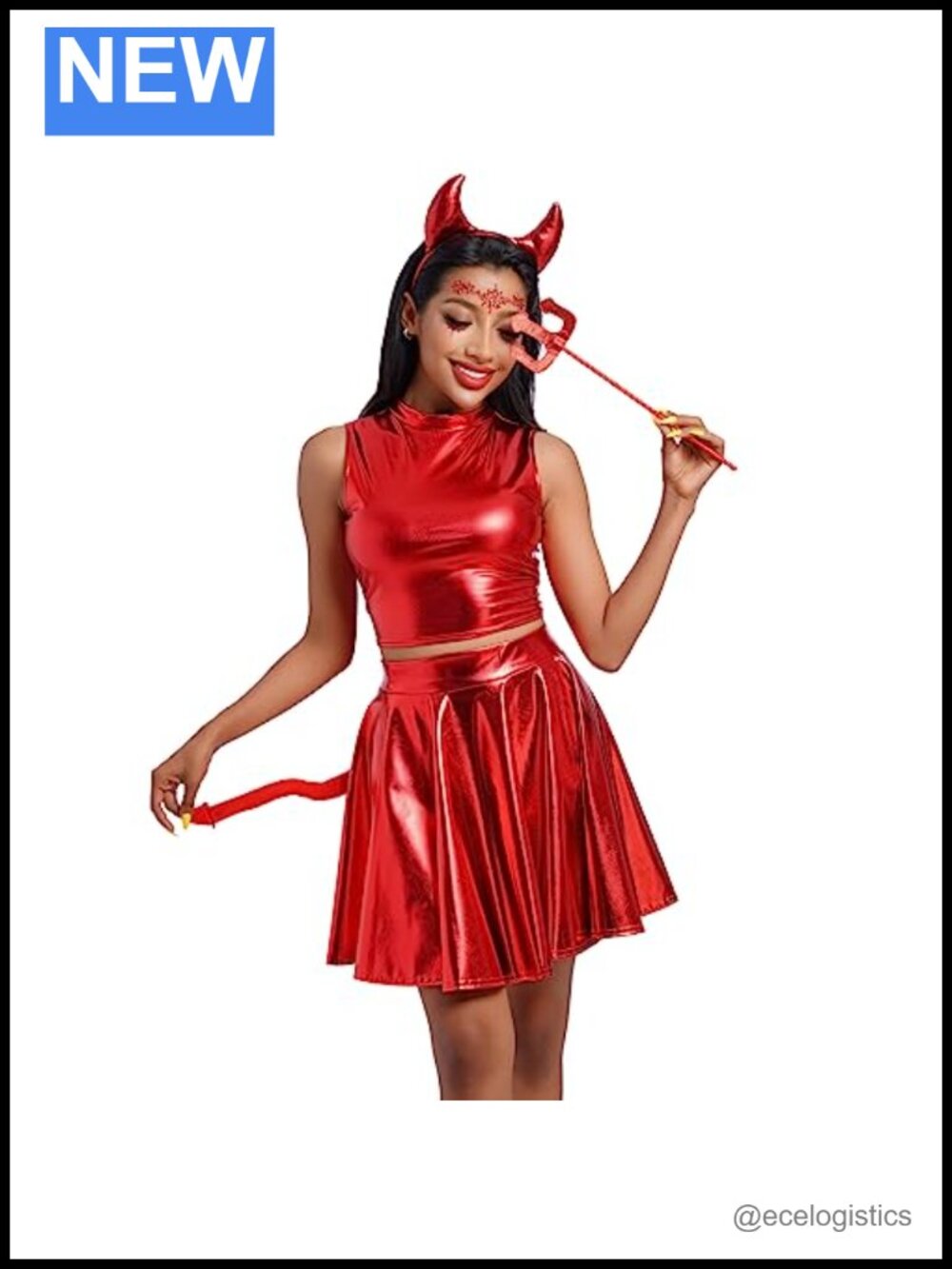 Women's Angel Devil Cosplay Costume Set with Wings Halo Headband & Horns
